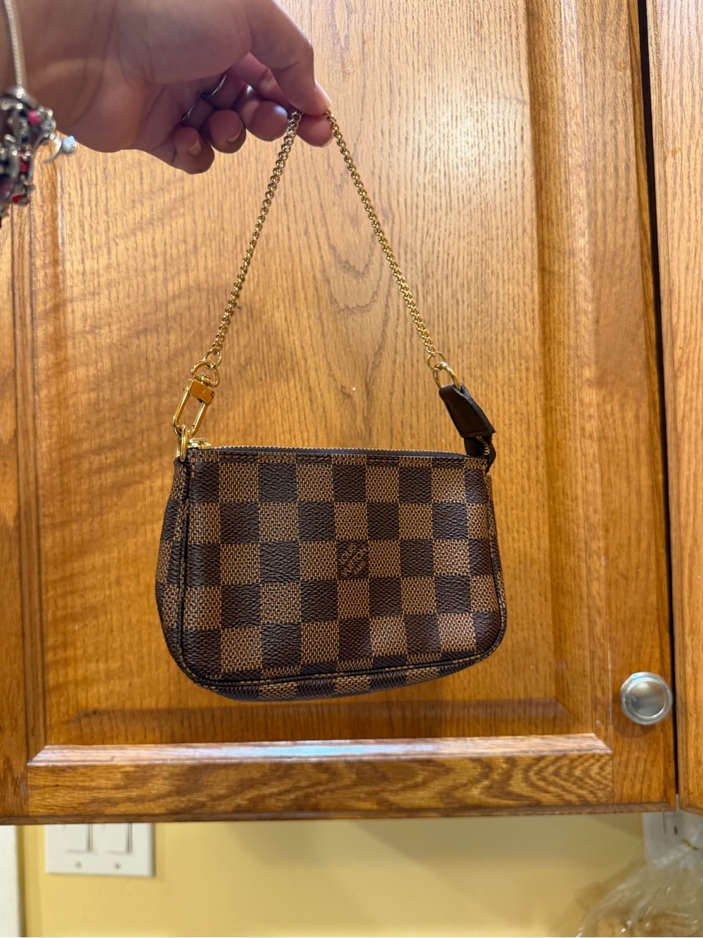 Mini pochette damiere ebene